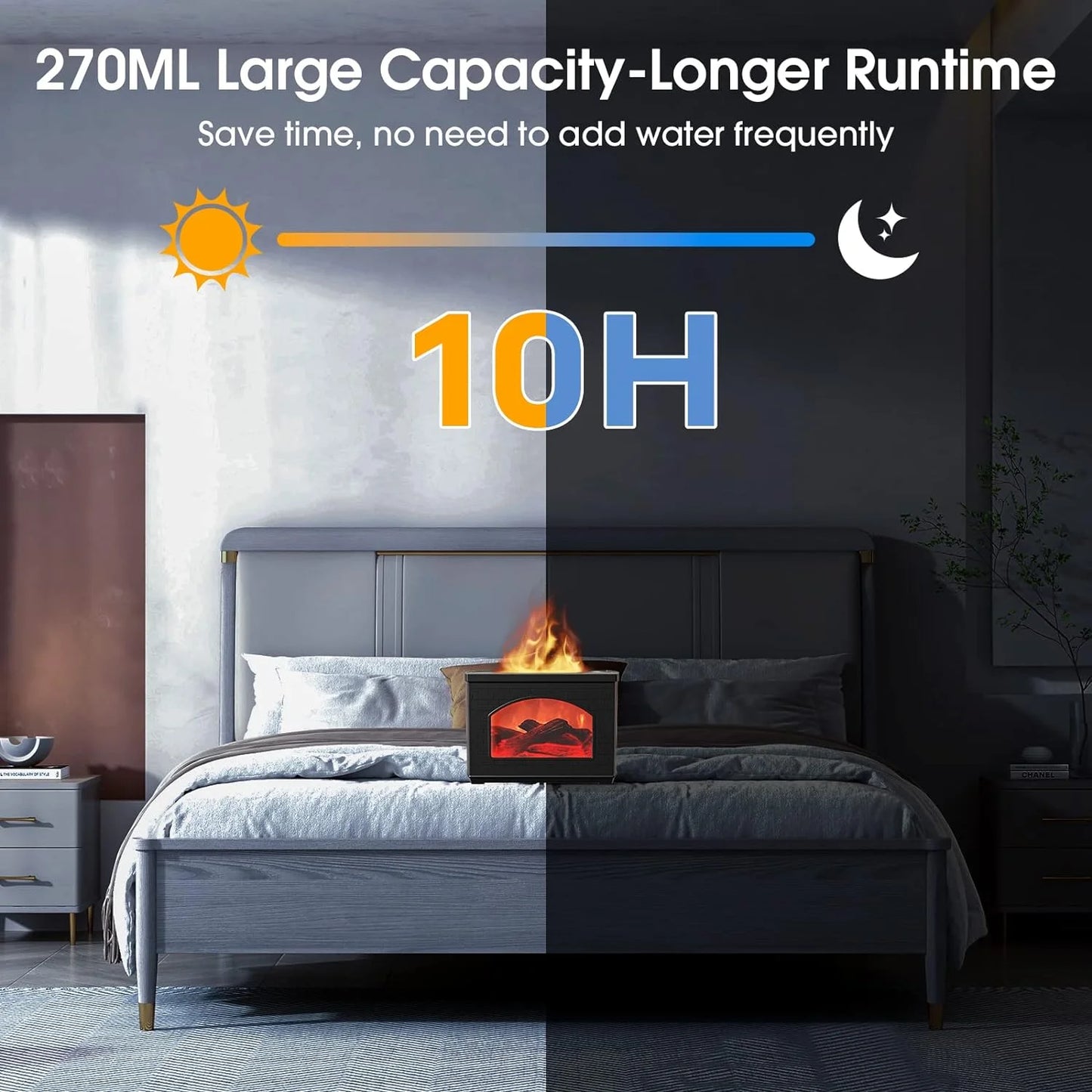 Flame Oil Diffuser, 270Ml Cool Mist Humidifier Diffuser,Sleep Relax for Outdoor Bedroom Living Roomï¼Fireplace Air Diffuser