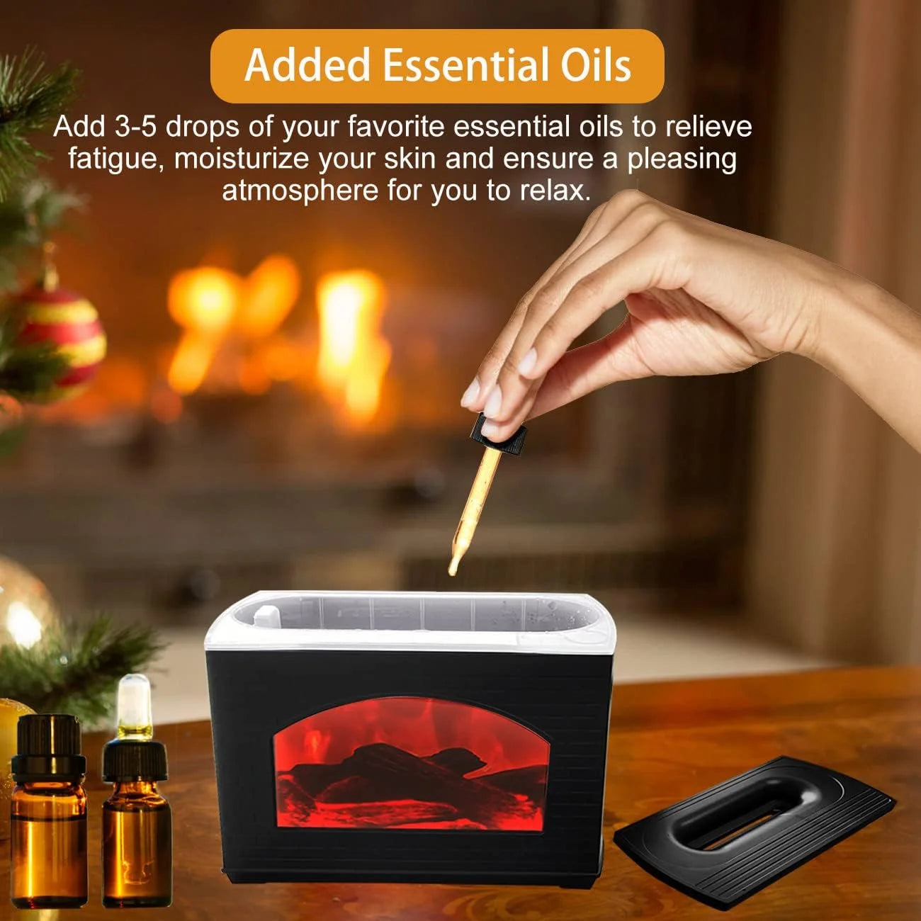 Flame Oil Diffuser, 270Ml Cool Mist Humidifier Diffuser,Sleep Relax for Outdoor Bedroom Living Roomï¼Fireplace Air Diffuser