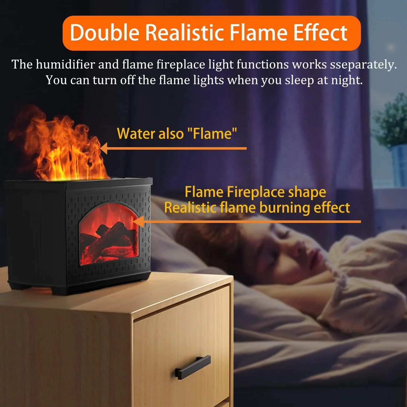Flame Oil Diffuser, 270Ml Cool Mist Humidifier Diffuser,Sleep Relax for Outdoor Bedroom Living Roomï¼Fireplace Air Diffuser