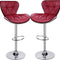 Leader Shell Back Bar Stools Set of 2, Adjustable Bar Stool with Back, Swivel Barstools (Wine Red)