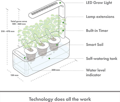 Click & Grow Smart Garden, 3 Pods Indoor Herb Growing System (3 Basil Pods Included)| Easier than Hydroponics Growing System, Automatic Nutrients, Watering and Grow Light, Noise-Free Technology, Beige