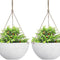 Large Hanging Planters for Outdoor Plants - 13 Inch Hanging Flower Pots Set of 2, Speckled White