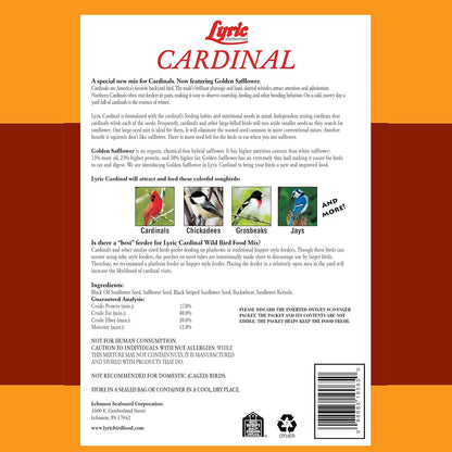 Cardinal Wild Bird Seed - Sunflower & Safflower Premium Bird Food Mix for Cardinals, Grosbeaks & Blue Jays - 3.75 Lb Bag