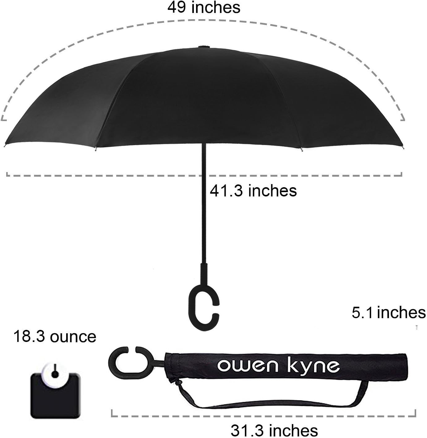 Windproof Double Layer Folding Inverted Umbrella, Self Stand Upside-Down Rain Protection Car Reverse Umbrellas with C-Shaped Handle