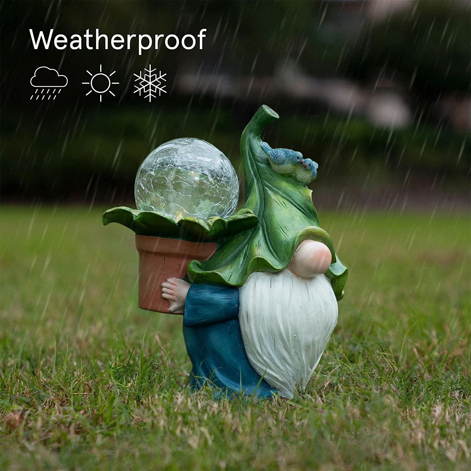 Solar Gnomes Garden Statues - 10.7'' Resin Gnome Figurine Carrying Magic Orb with Solar LED Lights, Outdoor Decorations for Patio Yard Lawn Porch, Gnomes Gifts for Mom