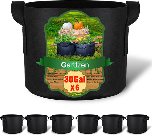 6-Pack 30 Gallon Grow Bags, Aeration Fabric Pots with Handles, Heavy Duty Cloth Pots for Plants