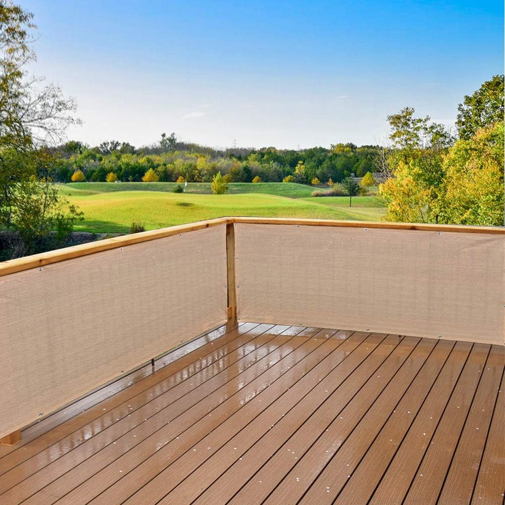 © Elegant Privacy Screen for Backyard Deck, Patio, Balcony, Fence, Pool, Porch, Railing. Banha Beige (3' X 10')