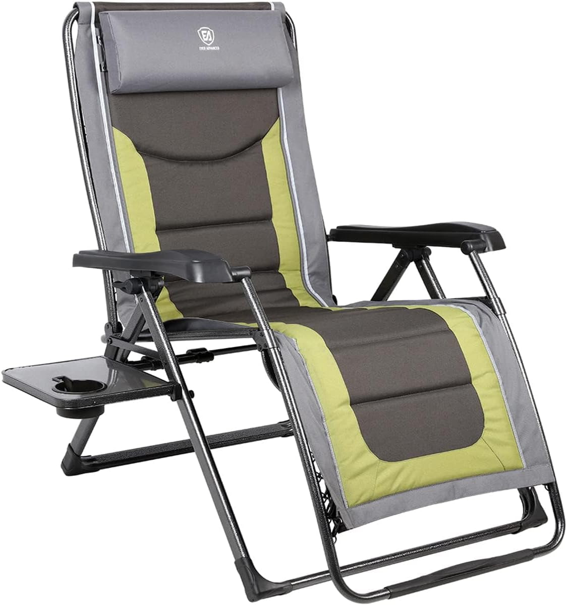 Oversize XL Zero Gravity Recliner Padded Patio Lounger Chair with Adjustable Headrest Support 350Lbs (Olive Green)