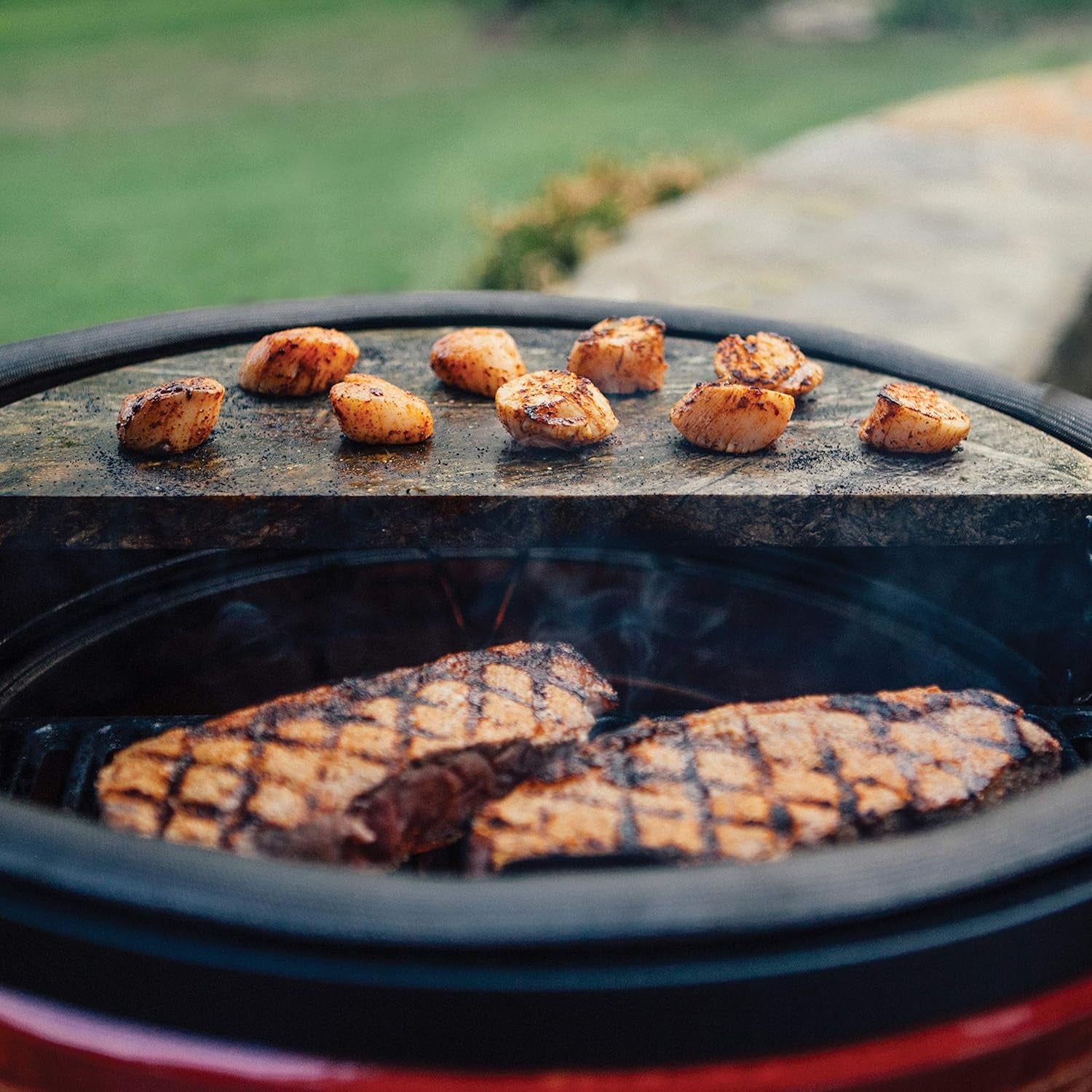 Soapstone Grill Accessory for Classic Joe, Stain Resistant, Grill Tender or Delicate Food without Sticking to Surface, White, Model KJ-HCGSSTONE